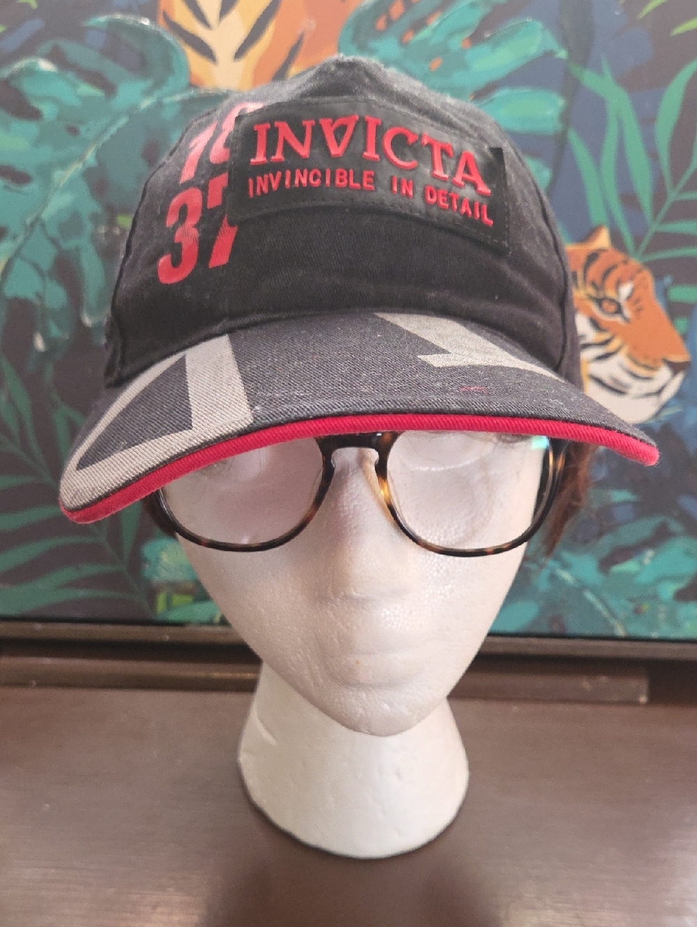 Invicta Black Cap with Red Logo and Trim